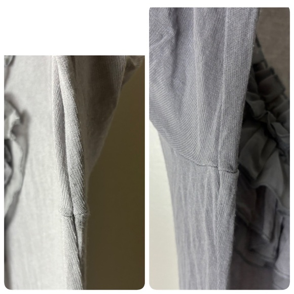 Forla Paris gray ruffles with shell detail feminine midi dress - Picture 6 of 12